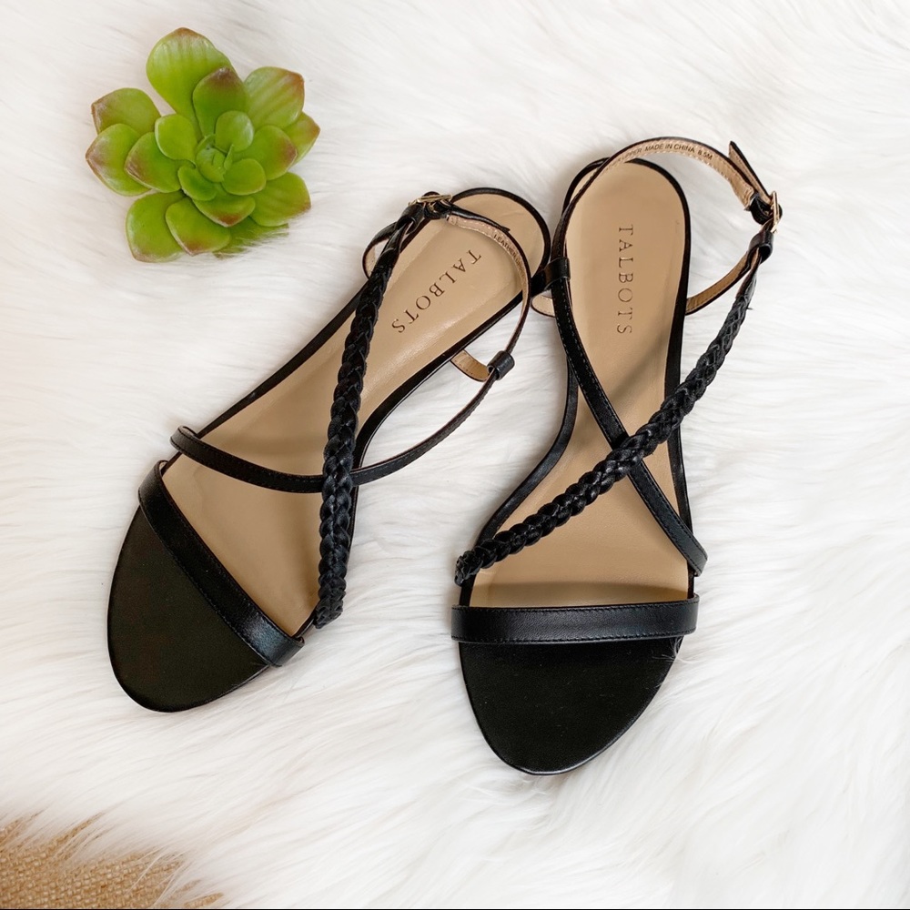 Talbots Black Braided Strap Sandals